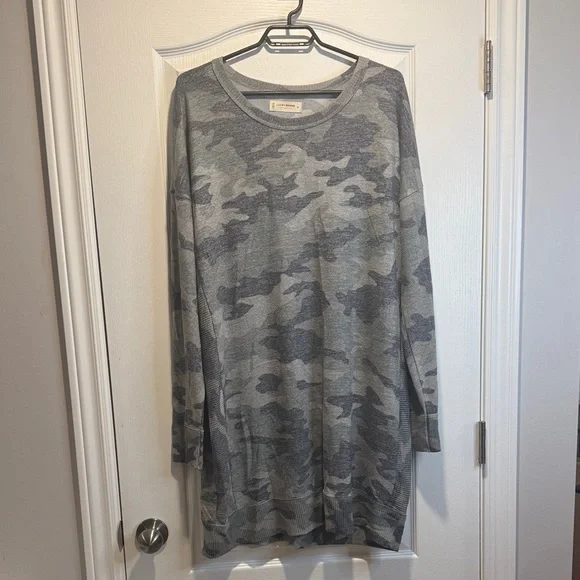 459-Lucky Brand Cloud Jersey Sweatshirt Dress- camo size XL - Picture 2 of 7